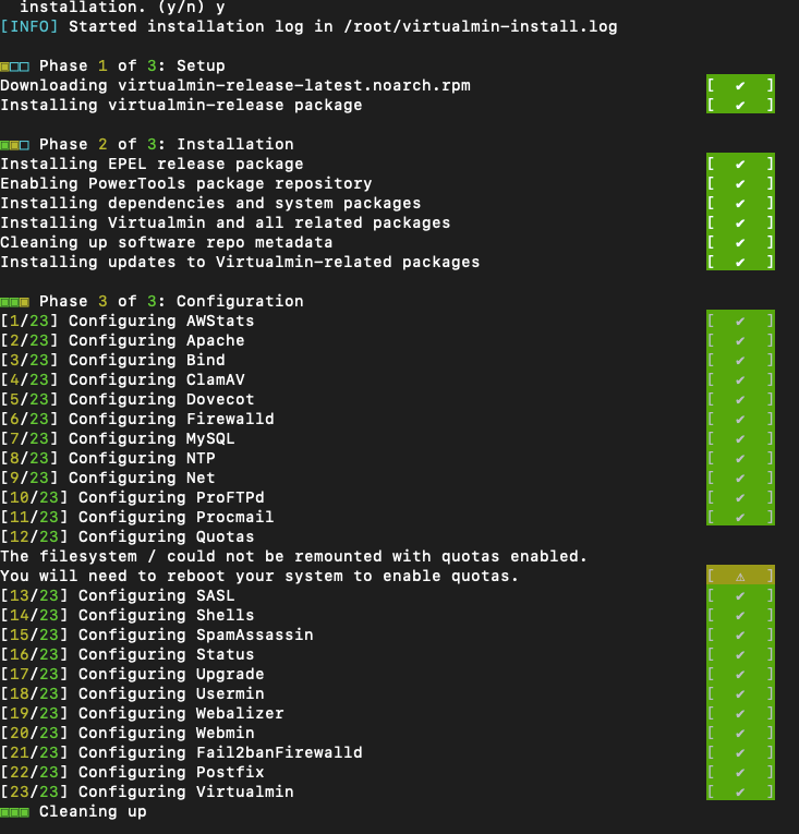Start the Installation of Virtualmin on Centos 8