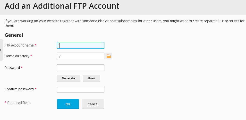 How to create FTP account on plesk