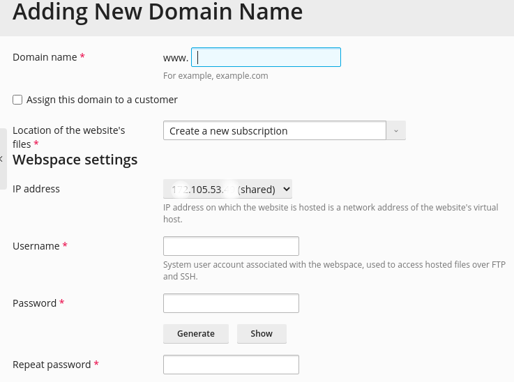 How to Add domain in plesk options 