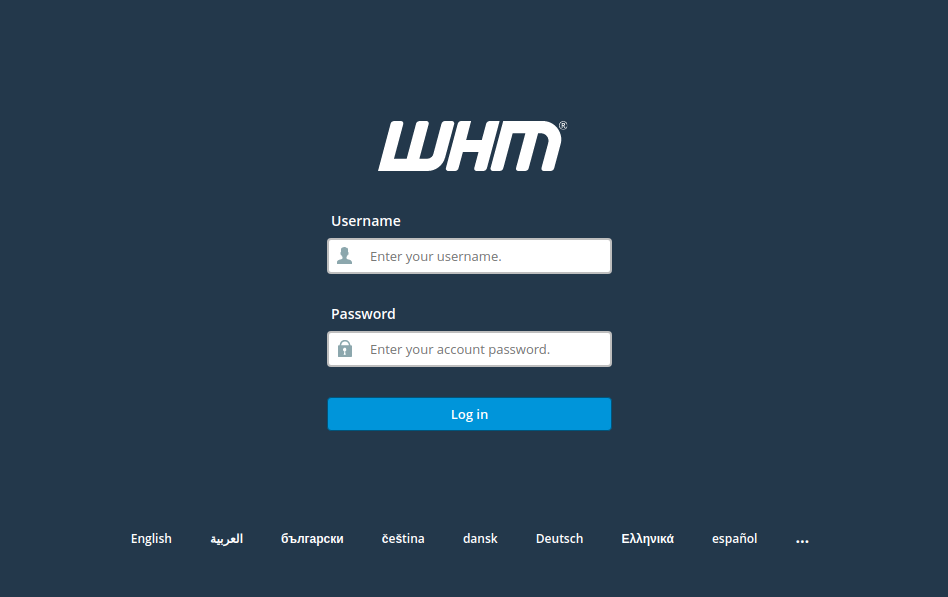 WHM login page using IP address on linuxpanda