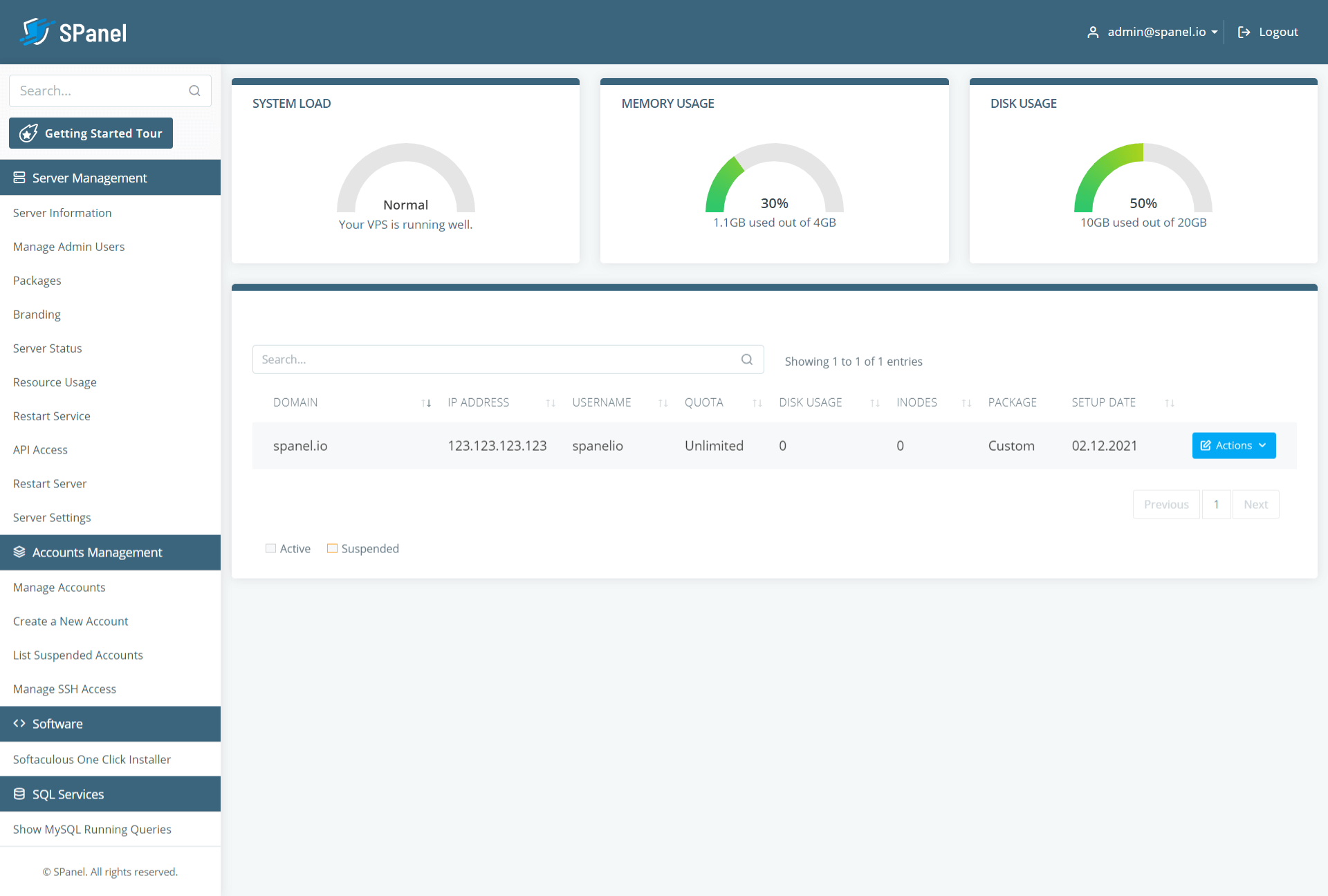 scala hosting spanel