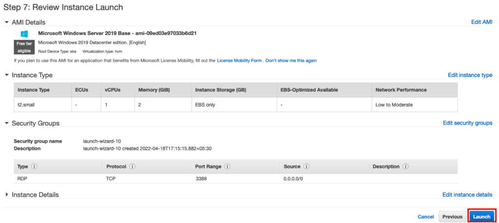 Create a Windows EC2 instance in AWS guide