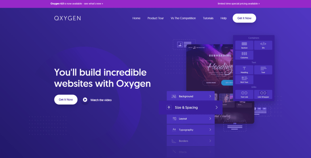 Oxygen Page Builder plugin