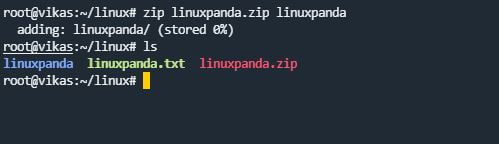 zip/unzip commend for linux