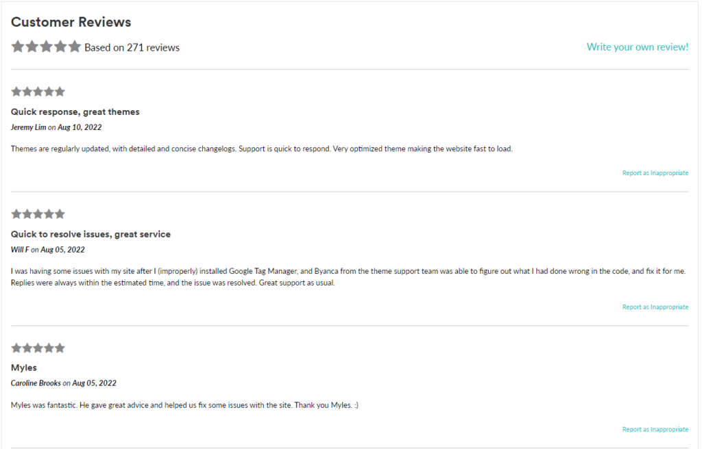 customer reviews