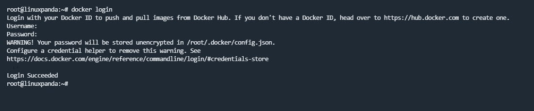 Logging into Docker Hub using CLI