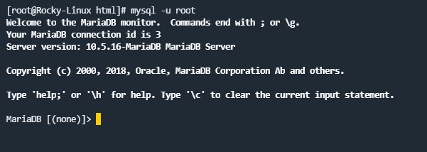 mysql -u root