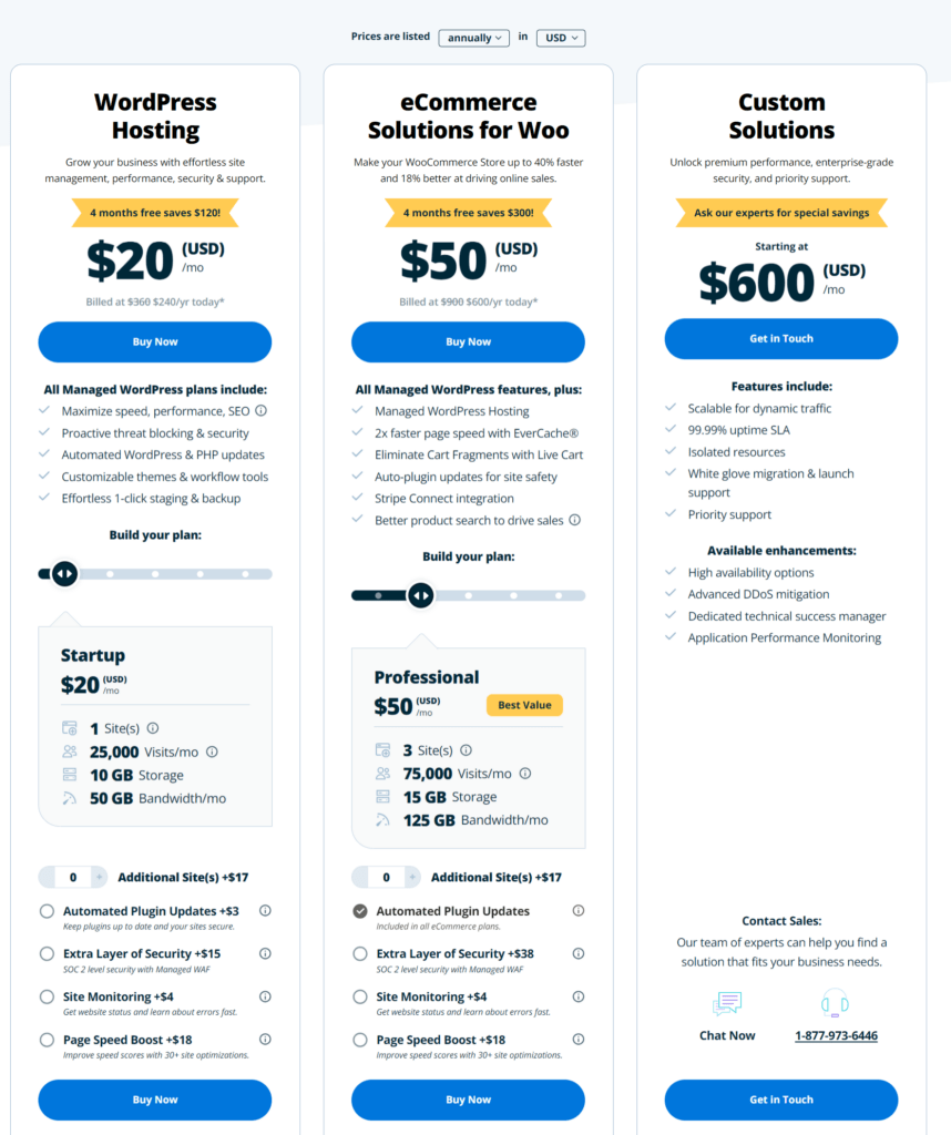 WPEngine's Hosting Plans and Prices
