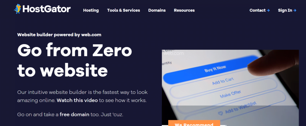 hostgator website builder