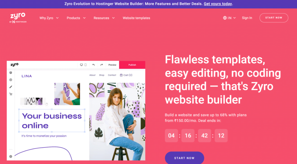 zyro website builder from hostinger