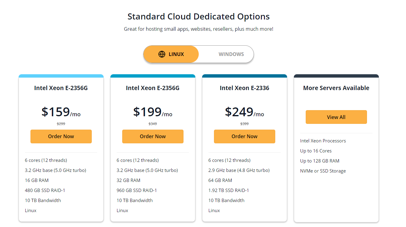 cloud dedicated server plan 