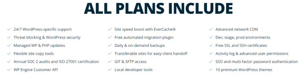 wpengine's wordpress hosting features 