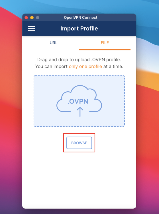 Importing an OVPN profile in OpenVPN Connect for macOS