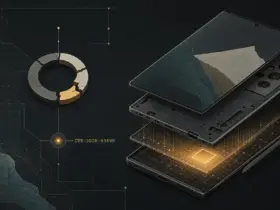Exploded-view Android phone illustrating the Galaxy S22 GhostLock root exploit