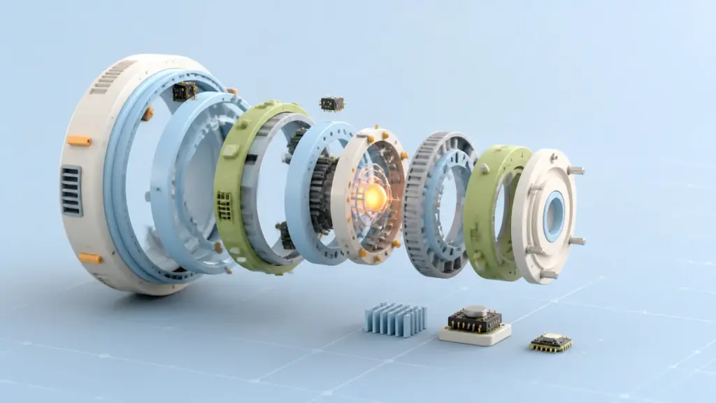 Exploded 3D kernel model representing Linux 7.2 release candidate testing