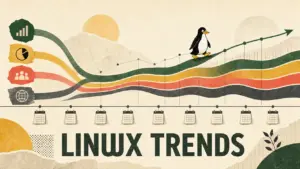 Editorial timeline illustrating long-term Linux desktop market share trends