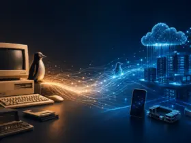 Linux evolution from an early 1990s computer to cloud servers, smartphones and embedded devices