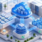 Illustration of a self-hosted cloud server connecting encrypted files, object storage and shared folders