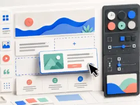 Modular WordPress block editor workspace with inserter, color and spacing controls