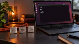 Ubuntu Linux terminal showing cp, mv and rm commands moving to Rust Coreutils