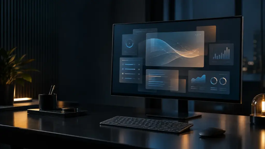 Modern monitor displaying an abstract adaptive interface for GPT-6 in ChatGPT