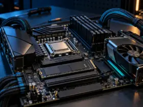 Motherboard, processor, graphics card and NVMe storage representing Linux 7.3 improvements