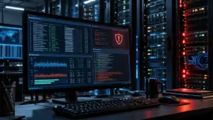 Web server monitoring console showing an urgent PHP security patch operation